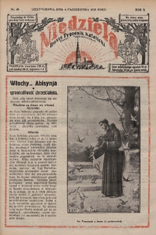Niedziela : ilustrowany tygodnik katolicki Diecezji Częstochowskiej. 1935, nr 40
