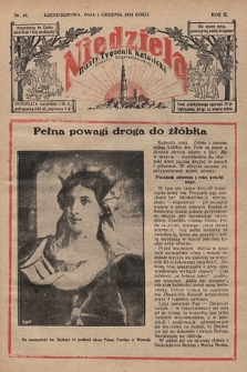 Niedziela : ilustrowany tygodnik katolicki Diecezji Częstochowskiej. 1935, nr 48