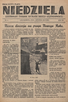 Niedziela : ilustrowany tygodnik katolicki Diecezji Częstochowskiej. 1939, nr 1