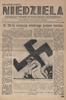 Niedziela : ilustrowany tygodnik katolicki Diecezji Częstochowskiej. 1939, nr 32