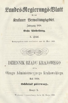 Dziennik Rządu Krajowego dla Okręgu Administracyjnego Krakowskiego. 1858, oddział 1, z. 10