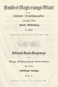 Dziennik Rządu Krajowego dla Okręgu Administracyjnego Krakowskiego. 1858, oddział 2, z. 10