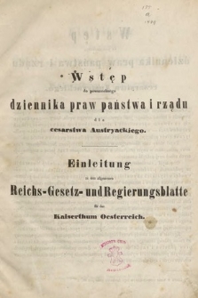 Allgemeines Reichs-Gesetz-und Regierungsblatt für das Kaiserthum Osterreich = Powszechny Dziennik Praw Państwa i Rządu dla Cesarstwa Austryackiego. 1849 [całość]