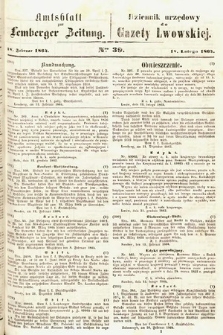 Amtsblatt zur Lemberger Zeitung = Dziennik Urzędowy do Gazety Lwowskiej. 1864, nr 39