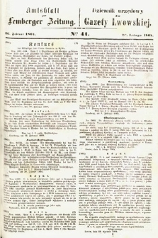 Amtsblatt zur Lemberger Zeitung = Dziennik Urzędowy do Gazety Lwowskiej. 1864, nr 41