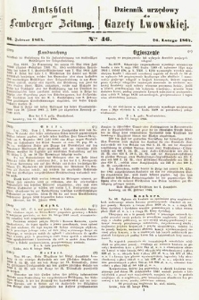 Amtsblatt zur Lemberger Zeitung = Dziennik Urzędowy do Gazety Lwowskiej. 1864, nr 46