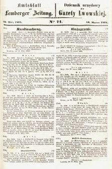 Amtsblatt zur Lemberger Zeitung = Dziennik Urzędowy do Gazety Lwowskiej. 1864, nr 71