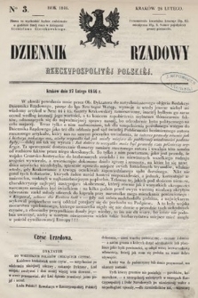 Dziennik Rządowy Rzeczypospolitéj Polskiéj. 1846, № 3