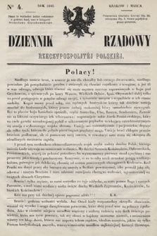 Dziennik Rządowy Rzeczypospolitéj Polskiéj. 1846, № 4