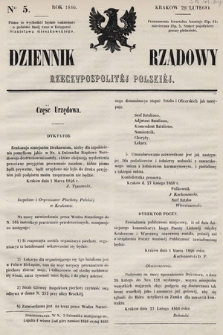 Dziennik Rządowy Rzeczypospolitéj Polskiéj. 1846, № 5