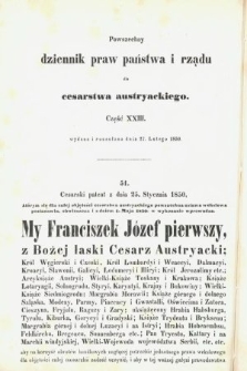 Allgemeines Reichs-Gesetz-und Regierungsblatt für das Kaiserthum Osterreich = Powszechny Dziennik Praw Państwa i Rządu dla Cesarstwa Austryackiego. 1850, kwartał 1, cz. 23