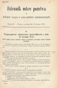 Dziennik Ustaw Państwa dla Królestw i Krajów w Radzie Państwa Reprezentowanych. 1872, zeszyt 3