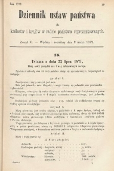 Dziennik Ustaw Państwa dla Królestw i Krajów w Radzie Państwa Reprezentowanych. 1872, zeszyt 6