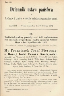 Dziennik Ustaw Państwa dla Królestw i Krajów w Radzie Państwa Reprezentowanych. 1872, zeszyt 21