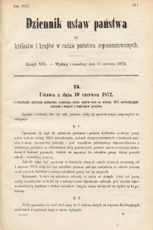 Dziennik Ustaw Państwa dla Królestw i Krajów w Radzie Państwa Reprezentowanych. 1872, zeszyt 30