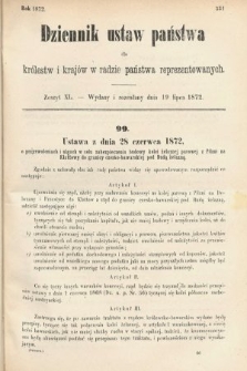 Dziennik Ustaw Państwa dla Królestw i Krajów w Radzie Państwa Reprezentowanych. 1872, zeszyt 40