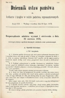 Dziennik Ustaw Państwa dla Królestw i Krajów w Radzie Państwa Reprezentowanych. 1872, zeszyt 41