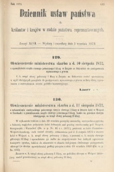 Dziennik Ustaw Państwa dla Królestw i Krajów w Radzie Państwa Reprezentowanych. 1872, zeszyt 47