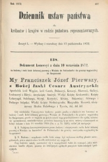 Dziennik Ustaw Państwa dla Królestw i Krajów w Radzie Państwa Reprezentowanych. 1872, zeszyt 50