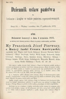 Dziennik Ustaw Państwa dla Królestw i Krajów w Radzie Państwa Reprezentowanych. 1872, zeszyt 51