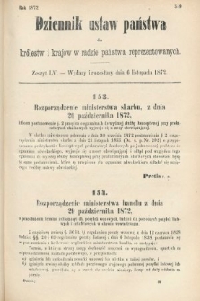 Dziennik Ustaw Państwa dla Królestw i Krajów w Radzie Państwa Reprezentowanych. 1872, zeszyt 55