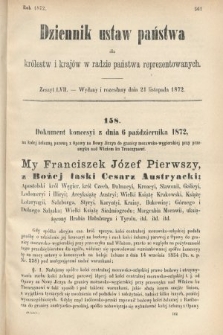 Dziennik Ustaw Państwa dla Królestw i Krajów w Radzie Państwa Reprezentowanych. 1872, zeszyt 57
