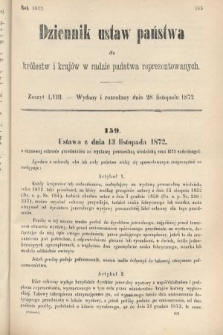 Dziennik Ustaw Państwa dla Królestw i Krajów w Radzie Państwa Reprezentowanych. 1872, zeszyt 58