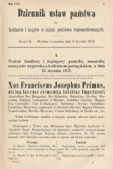Dziennik Ustaw Państwa dla Królestw i Krajów w Radzie Państwa Reprezentowanych. 1873. zeszyt 2