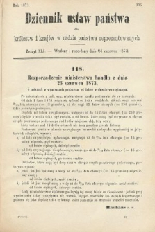 Dziennik Ustaw Państwa dla Królestw i Krajów w Radzie Państwa Reprezentowanych. 1873. zeszyt 41