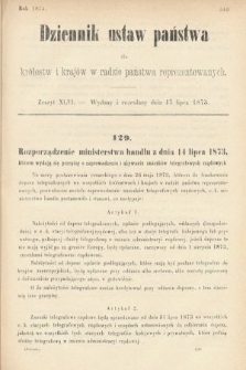 Dziennik Ustaw Państwa dla Królestw i Krajów w Radzie Państwa Reprezentowanych. 1873. zeszyt 46