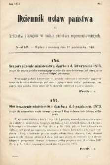 Dziennik Ustaw Państwa dla Królestw i Krajów w Radzie Państwa Reprezentowanych. 1873. zeszyt 54