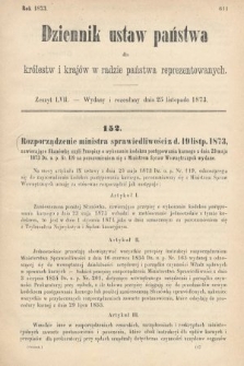 Dziennik Ustaw Państwa dla Królestw i Krajów w Radzie Państwa Reprezentowanych. 1873. zeszyt 57