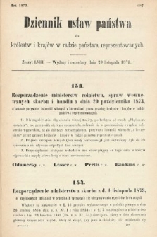 Dziennik Ustaw Państwa dla Królestw i Krajów w Radzie Państwa Reprezentowanych. 1873. zeszyt 58
