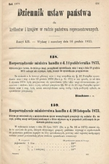 Dziennik Ustaw Państwa dla Królestw i Krajów w Radzie Państwa Reprezentowanych. 1873. zeszyt 59