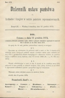 Dziennik Ustaw Państwa dla Królestw i Krajów w Radzie Państwa Reprezentowanych. 1873. zeszyt 60