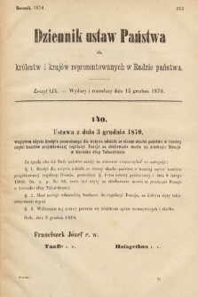 Dziennik Ustaw Państwa dla Królestw i Krajów Reprezentowanych w Radzie Państwa. 1870, z. 59