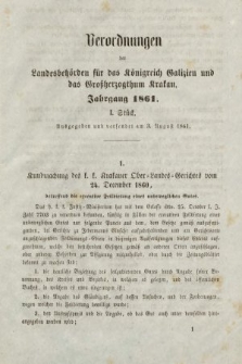 Verordnungen der Landesbehörden für das Königreich Galizien und Grossherzogthum Krakau. 1861, Stück 1