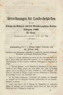 Verordnungen der Landesbehörden für das Königreich Galizien und Grossherzogthum Krakau. 1863, Stück 2