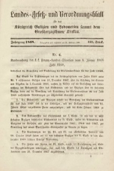 Landes-Gesetz- und Verordnungsblatt für das Königreich Galizien und Lodomerien sammt dem Großherzogthume Krakau. 1868, Stück 3