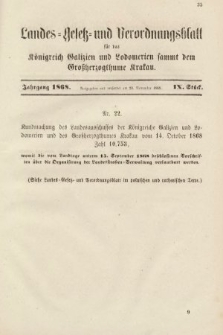 Landes-Gesetz- und Verordnungsblatt für das Königreich Galizien und Lodomerien sammt dem Großherzogthume Krakau. 1868, Stück 9