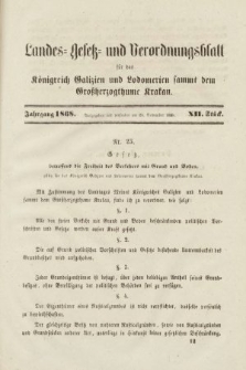 Landes-Gesetz- und Verordnungsblatt für das Königreich Galizien und Lodomerien sammt dem Großherzogthume Krakau. 1868, Stück 12