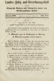 Landes-Gesetz- und Verordnungsblatt für das Königreich Galizien und Lodomerien sammt dem Großherzogthume Krakau. 1868, Stück 14