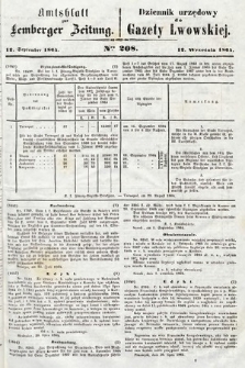 Amtsblatt zur Lemberger Zeitung = Dziennik Urzędowy do Gazety Lwowskiej. 1864, nr 208