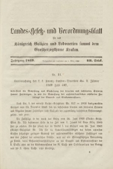 Landes-Gesetz- und Verordnungsblatt für das Königreich Galizien und Lodomerien sammt dem Großherzogthume Krakau. 1869, Stück 3