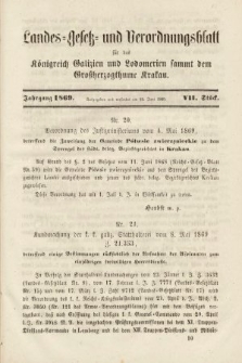 Landes-Gesetz- und Verordnungsblatt für das Königreich Galizien und Lodomerien sammt dem Großherzogthume Krakau. 1869, Stück 7