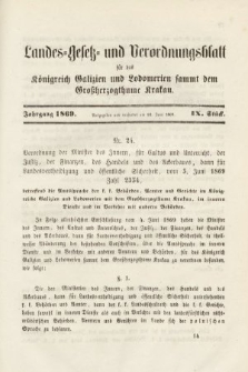 Landes-Gesetz- und Verordnungsblatt für das Königreich Galizien und Lodomerien sammt dem Großherzogthume Krakau. 1869, Stück 9