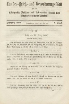 Landes-Gesetz- und Verordnungsblatt für das Königreich Galizien und Lodomerien sammt dem Großherzogthume Krakau. 1869, Stück 10
