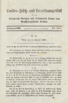 Landes-Gesetz- und Verordnungsblatt für das Königreich Galizien und Lodomerien sammt dem Großherzogthume Krakau. 1869, Stück 15
