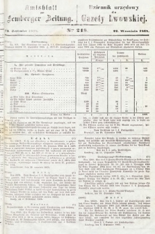Amtsblatt zur Lemberger Zeitung = Dziennik Urzędowy do Gazety Lwowskiej. 1864, nr 218