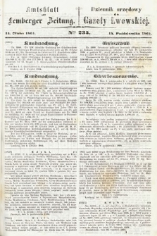 Amtsblatt zur Lemberger Zeitung = Dziennik Urzędowy do Gazety Lwowskiej. 1864, nr 235